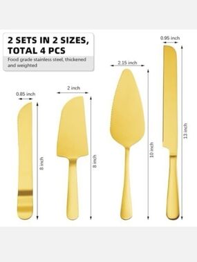 Gold Stainless Steel Cake Serving Set - 4 Pc